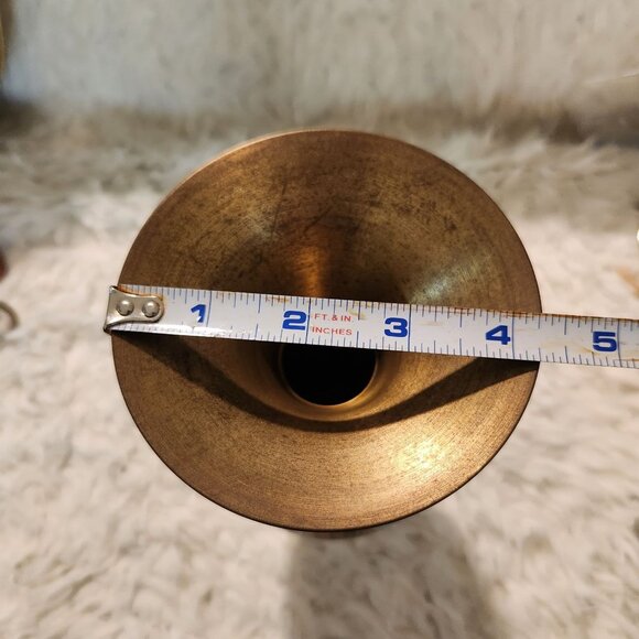 Vintage Hand painted Delftware Vase With Brass Accents MCM Boho - Picture 4 of 7